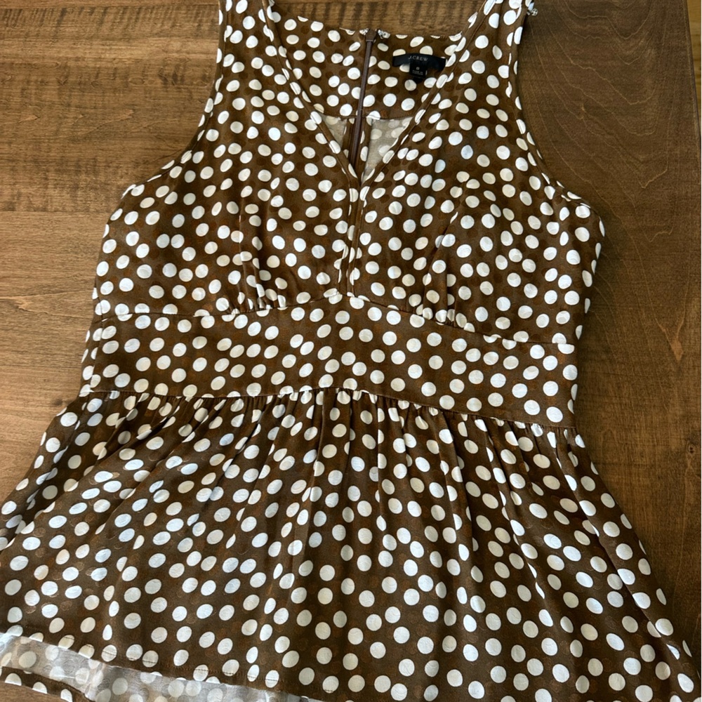 J. Crew Brown Polka Dot Blouse